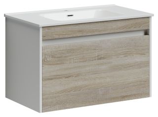 Подвесная тумба под раковину Sancos Smart SM80E 80см дуб бардолино/белый